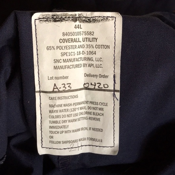 Men’s Military Navy Blue Zip Up Utility Coveralls Size 44L - Picture 16 of 16